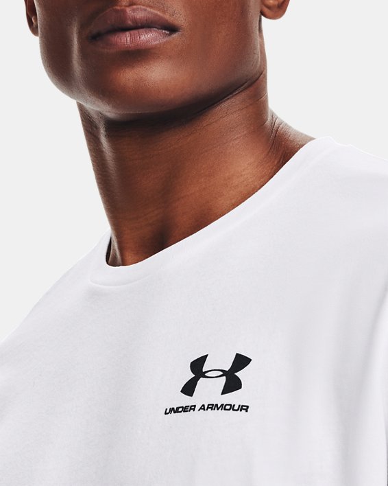 Men's UA Sportstyle Left Chest Short Sleeve Shirt in White image number 3